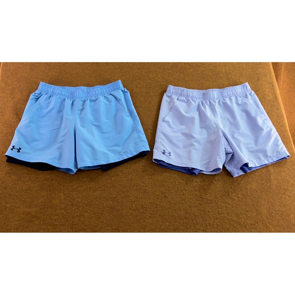 Under Armour Girls YXL Blue Purple 2-in-1 Compression Liner Athletic Shorts Lot